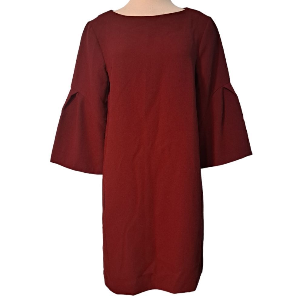 Muse Casual Sheath Solid Dress Size 12 Burgundy
